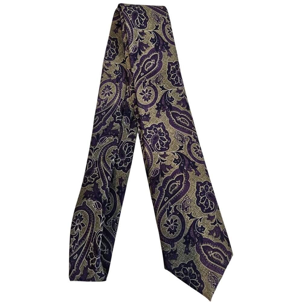 Joseph Abboud Purple and Grey Paisley Tie 60" long 3" Wide